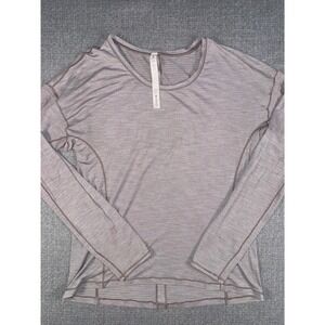 Lululemon Womens Rest Less Long Sleeve Shirt Mauve Taupe Size 10 Thumbholes